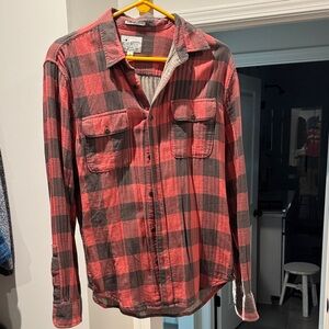 Lucky Brand Red and Black Plaid Shirt